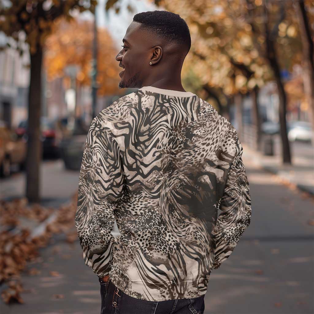 African Safari Zebra Leopard Swirl Pattern Sweatshirt