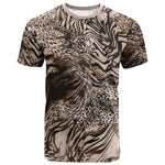 African Safari Zebra Leopard Swirl Pattern T shirt
