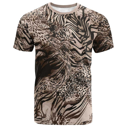 African Safari Zebra Leopard Swirl Pattern T shirt