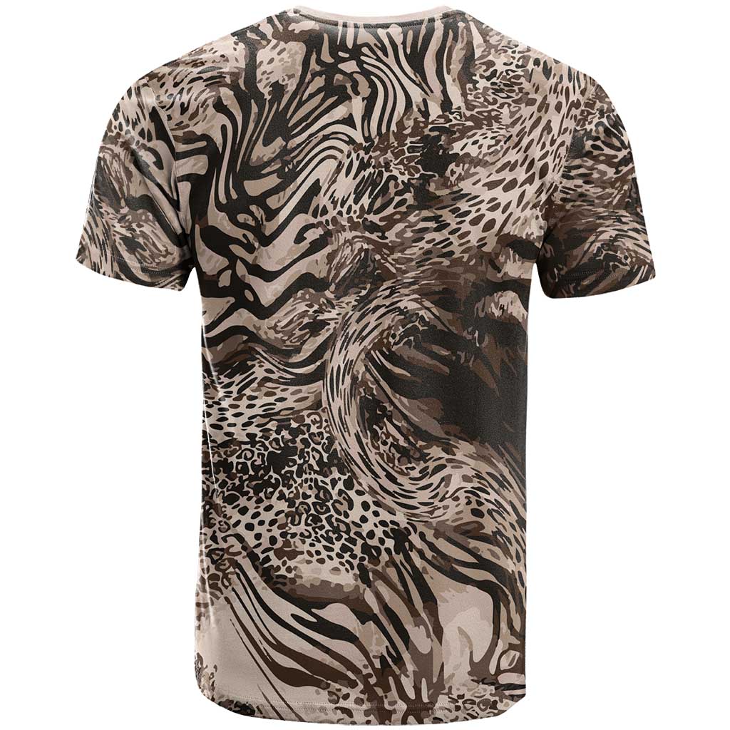 African Safari Zebra Leopard Swirl Pattern T shirt