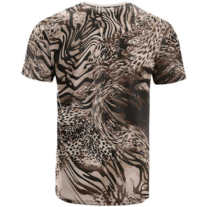 African Safari Zebra Leopard Swirl Pattern T shirt