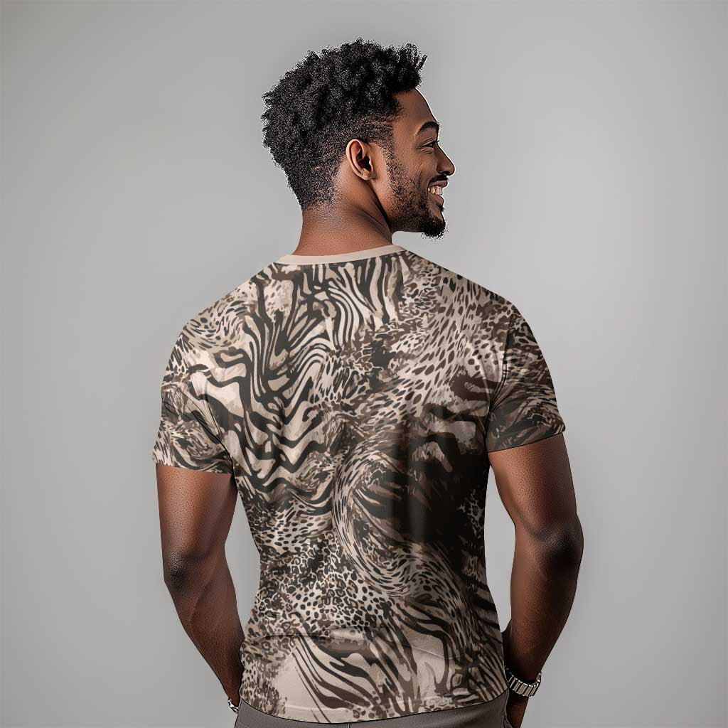 African Safari Zebra Leopard Swirl Pattern T shirt