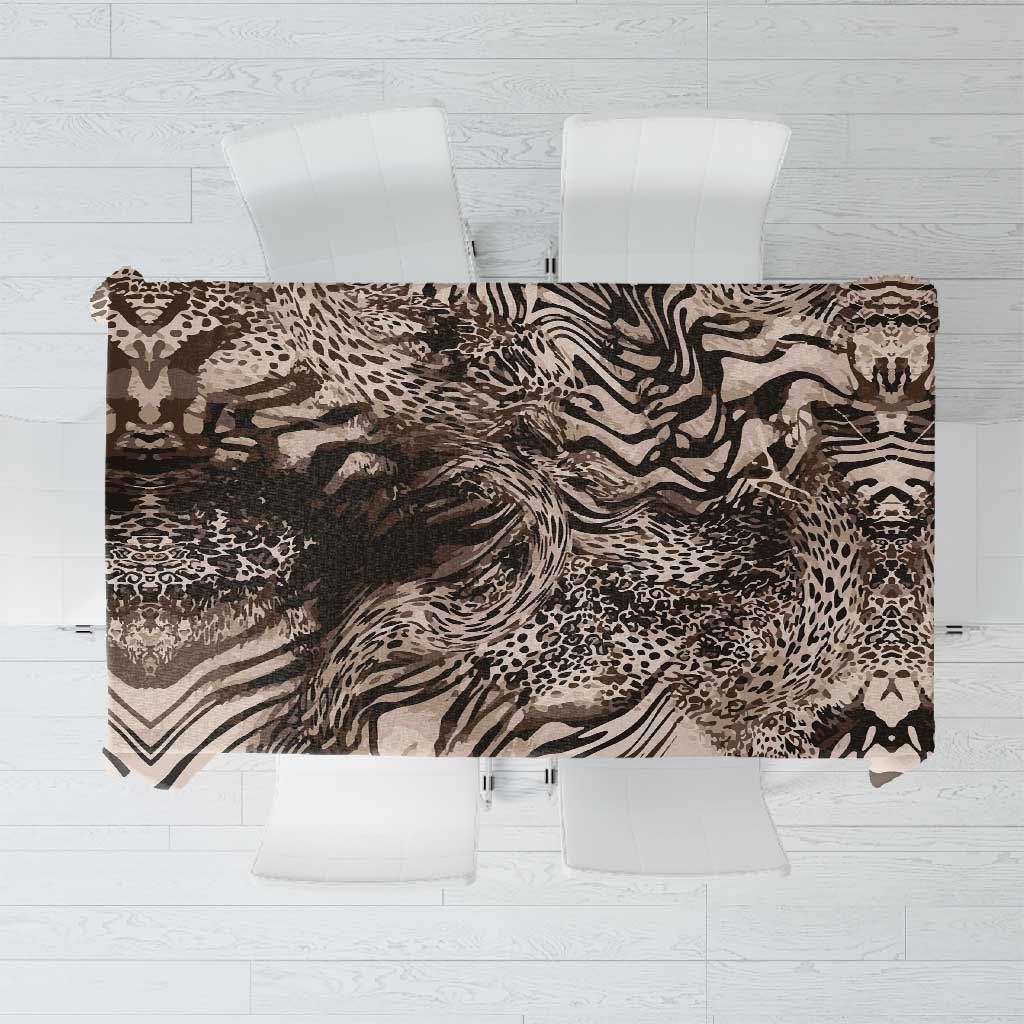 African Safari Zebra Leopard Swirl Pattern Tablecloth