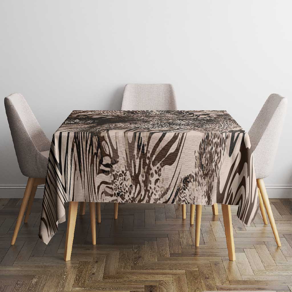 African Safari Zebra Leopard Swirl Pattern Tablecloth