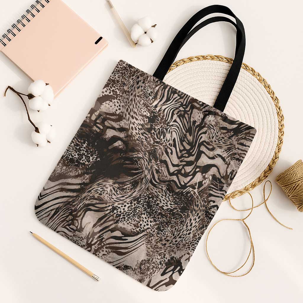 African Safari Zebra Leopard Swirl Pattern Tote Bag