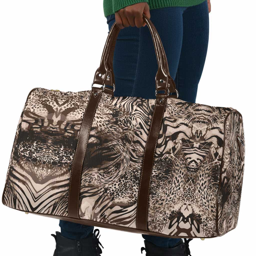 African Safari Zebra Leopard Swirl Pattern Travel Bag
