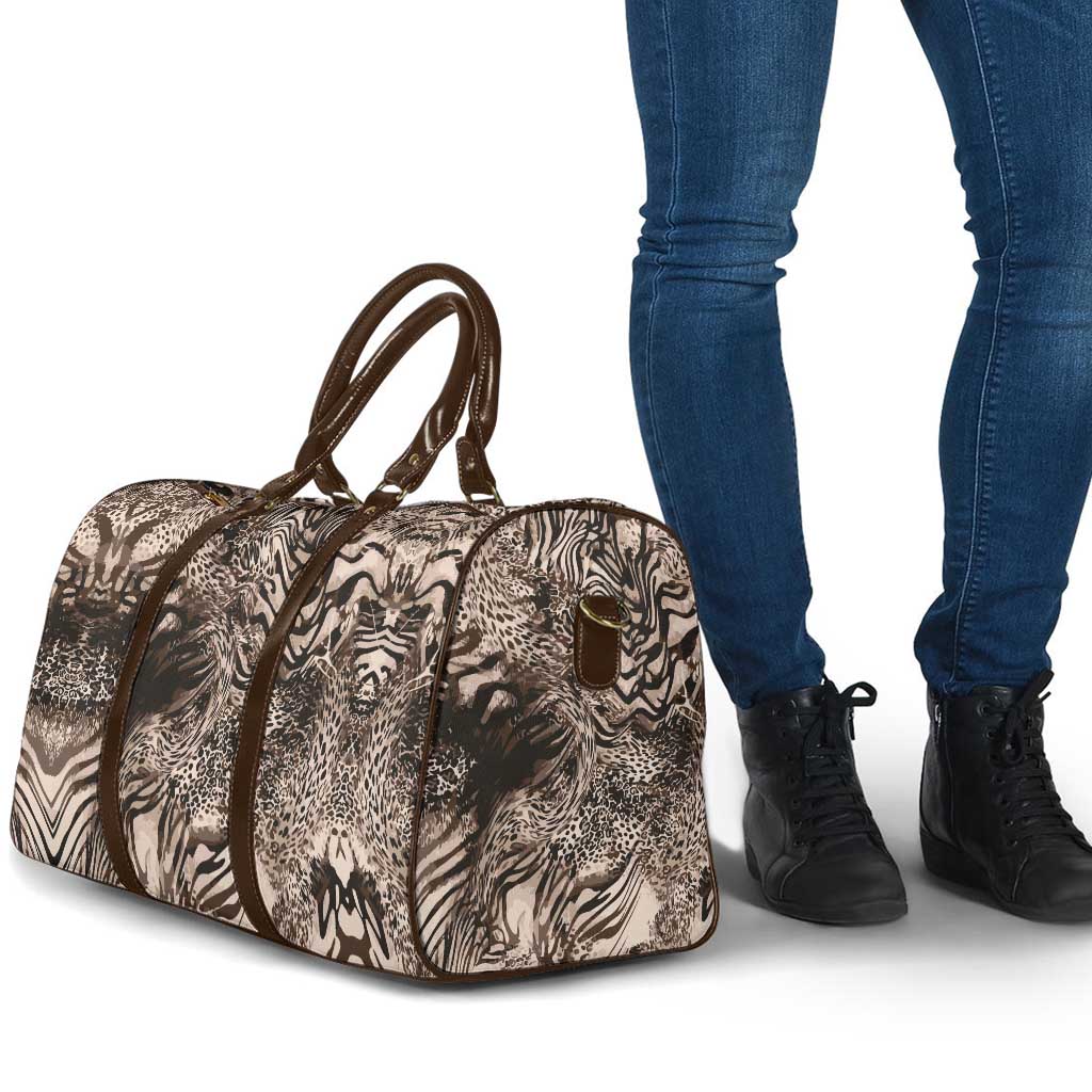 African Safari Zebra Leopard Swirl Pattern Travel Bag