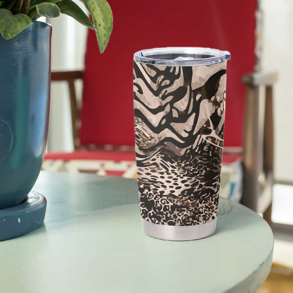 African Safari Zebra Leopard Swirl Pattern Tumbler Cup