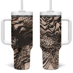 African Safari Zebra Leopard Swirl Pattern Tumbler With Handle