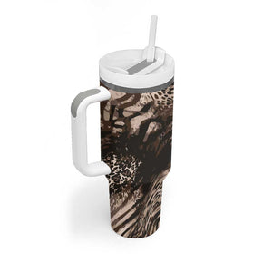 African Safari Zebra Leopard Swirl Pattern Tumbler With Handle
