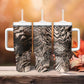 African Safari Zebra Leopard Swirl Pattern Tumbler With Handle