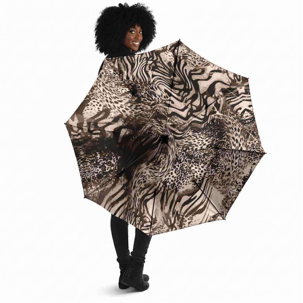 African Safari Zebra Leopard Swirl Pattern Umbrella