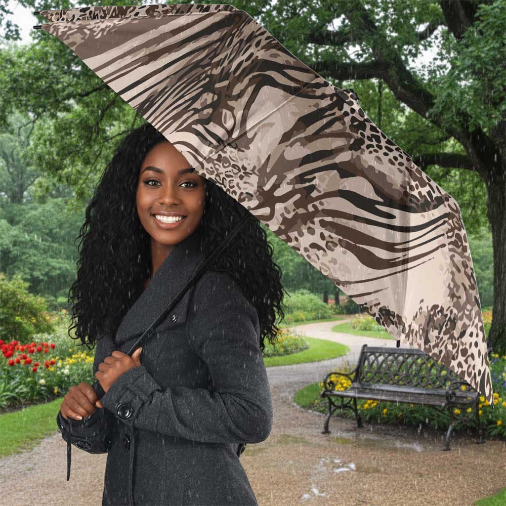 African Safari Zebra Leopard Swirl Pattern Umbrella