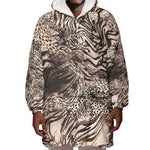 African Safari Zebra Leopard Swirl Pattern Wearable Blanket Hoodie