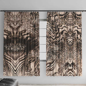 African Safari Zebra Leopard Swirl Pattern Window Curtain
