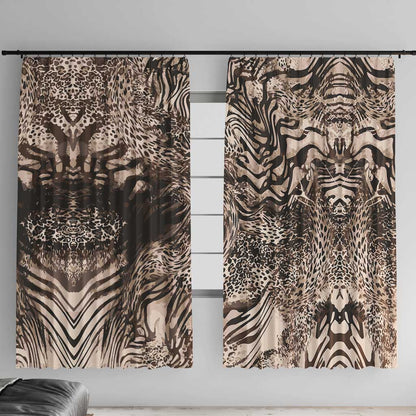 African Safari Zebra Leopard Swirl Pattern Window Curtain