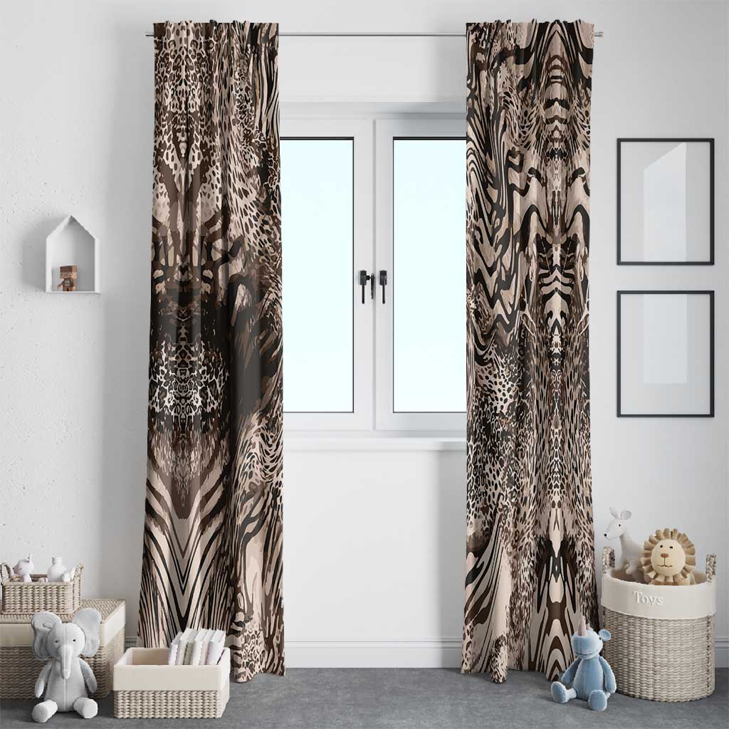 African Safari Zebra Leopard Swirl Pattern Window Curtain