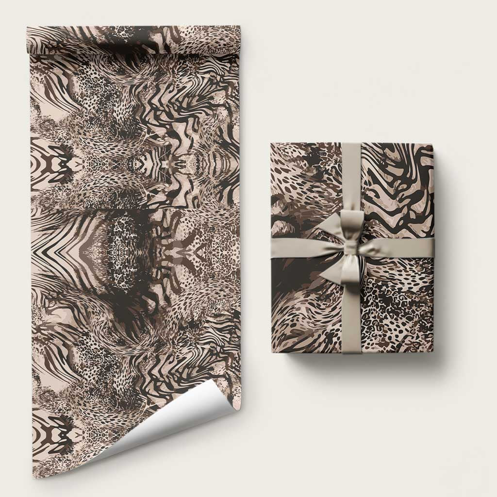 African Safari Zebra Leopard Swirl Pattern Wrapping Paper
