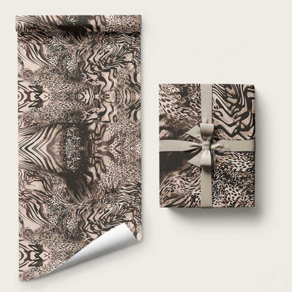 African Safari Zebra Leopard Swirl Pattern Wrapping Paper