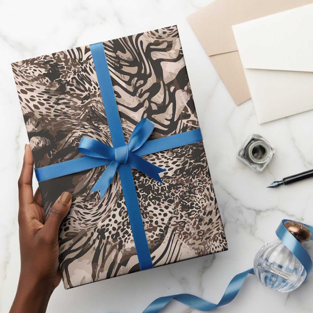 African Safari Zebra Leopard Swirl Pattern Wrapping Paper