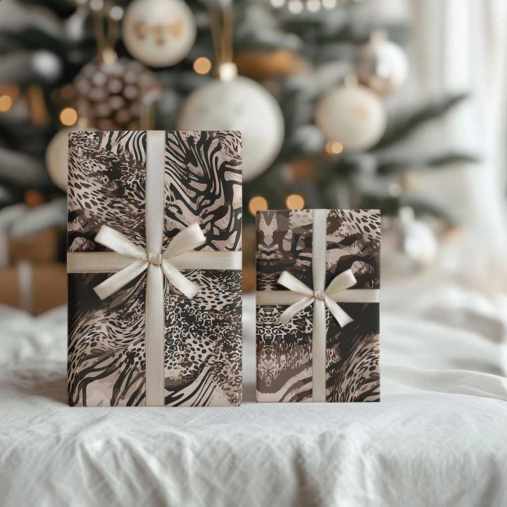 African Safari Zebra Leopard Swirl Pattern Wrapping Paper