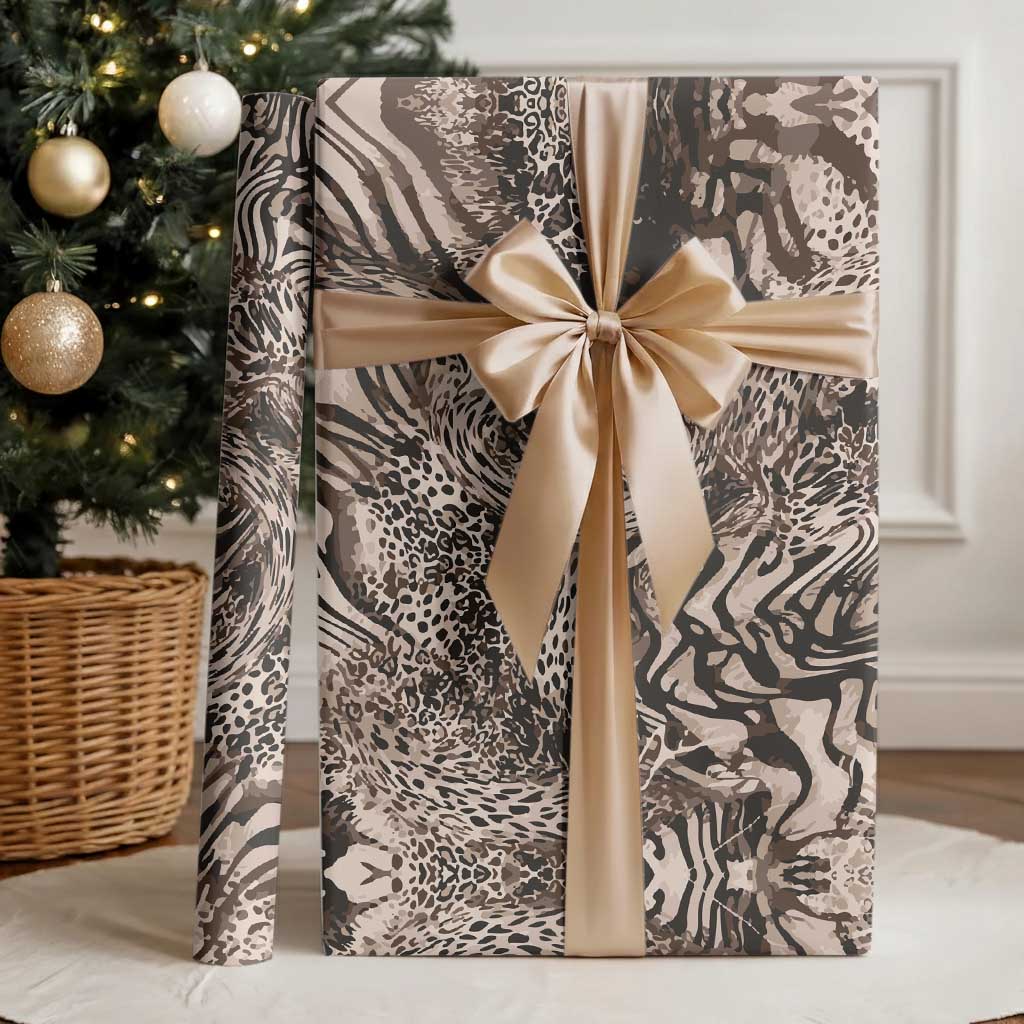 African Safari Zebra Leopard Swirl Pattern Wrapping Paper