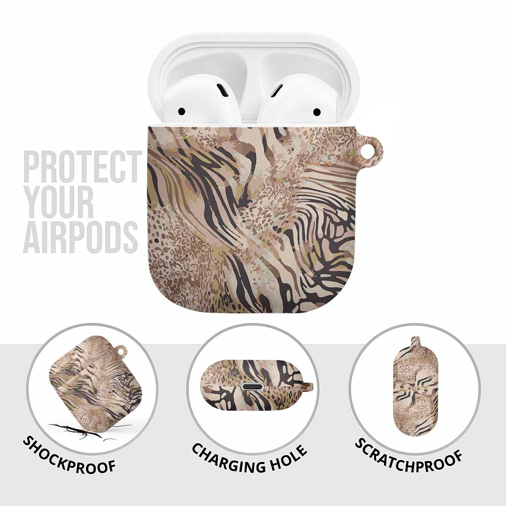 African Zebra Leopard Pattern AirPods Case Sand Taupe Beige