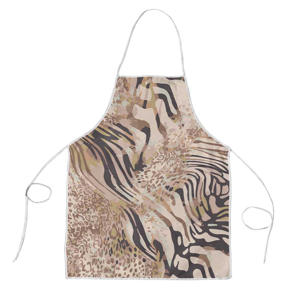 African Zebra Leopard Pattern Apron Sand Taupe Beige