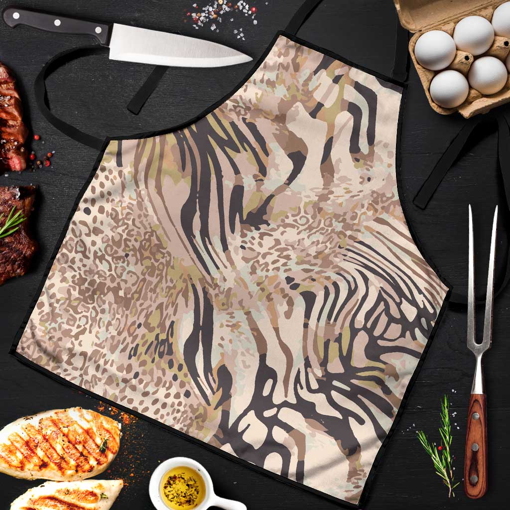 African Zebra Leopard Pattern Apron Sand Taupe Beige