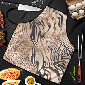 African Zebra Leopard Pattern Apron Sand Taupe Beige