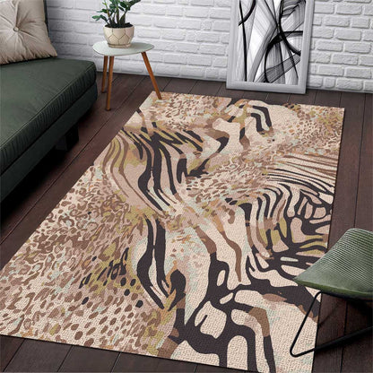 African Zebra Leopard Pattern Area Rug Sand Taupe Beige