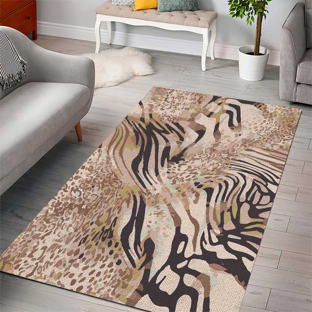 African Zebra Leopard Pattern Area Rug Sand Taupe Beige