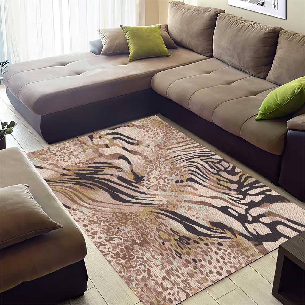 African Zebra Leopard Pattern Area Rug Sand Taupe Beige