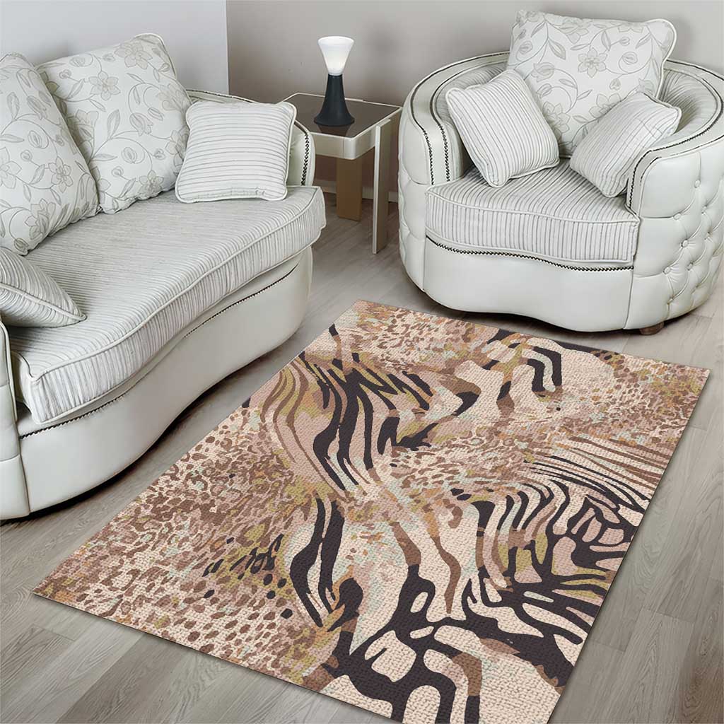 African Zebra Leopard Pattern Area Rug Sand Taupe Beige