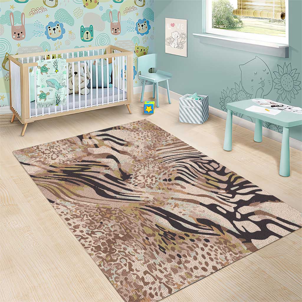 African Zebra Leopard Pattern Area Rug Sand Taupe Beige