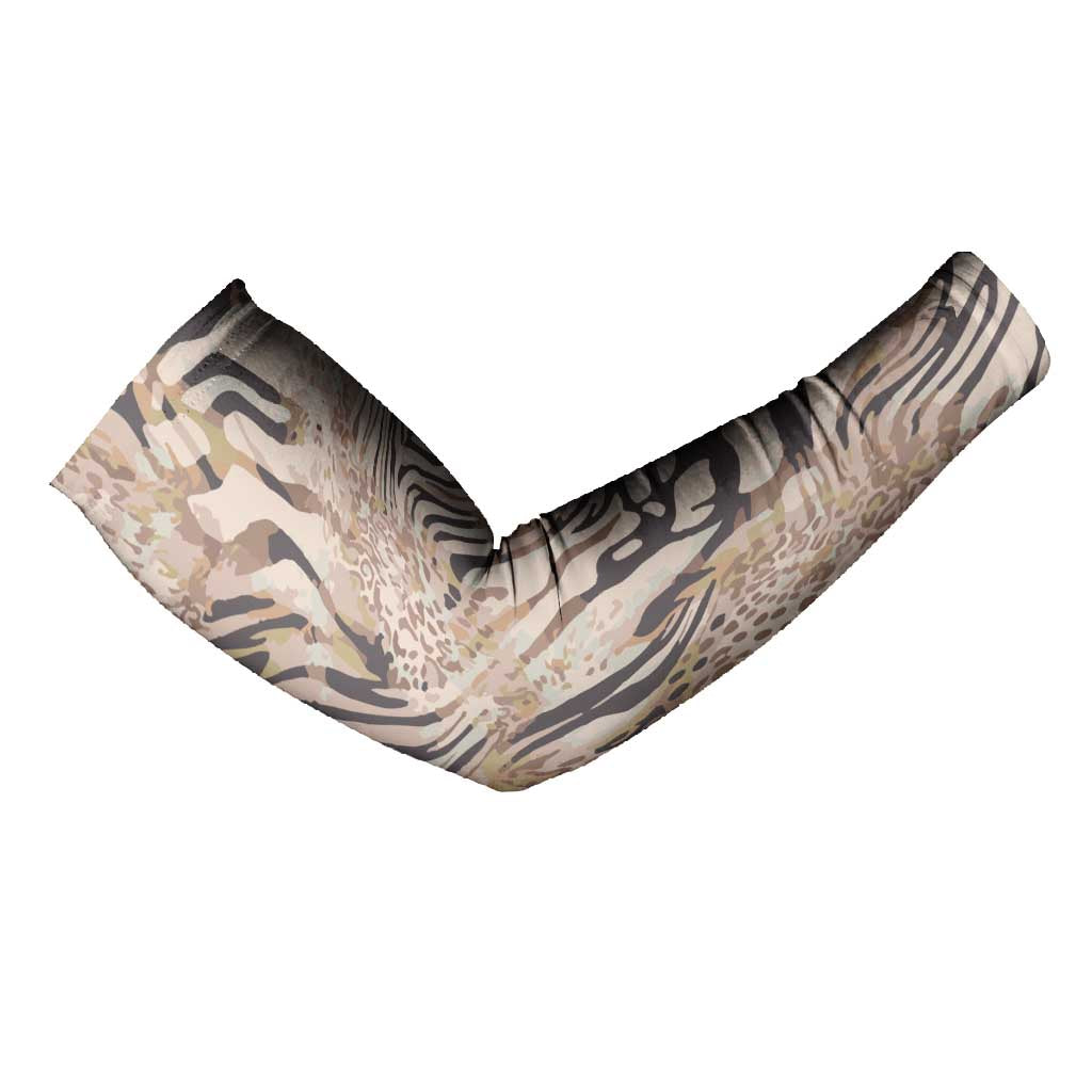 African Zebra Leopard Pattern Arm Sleeves Sand Taupe Beige