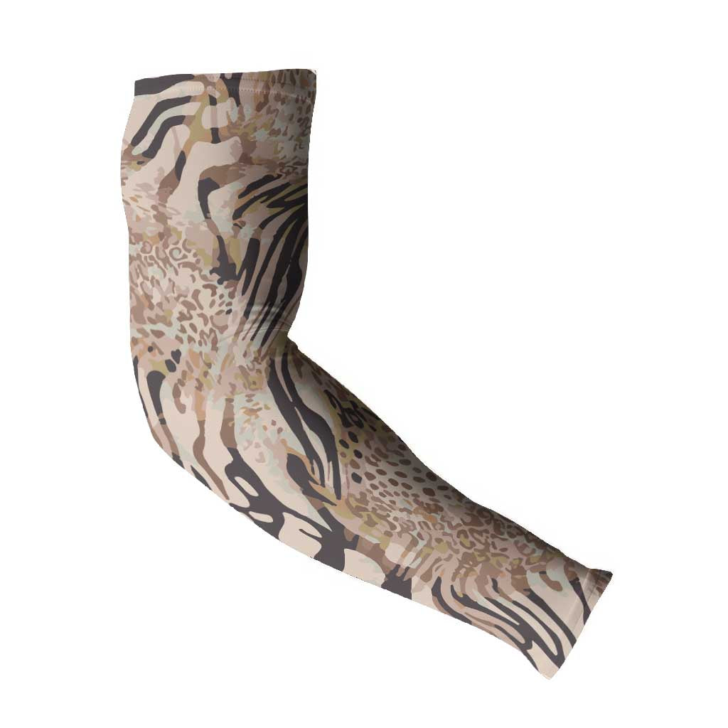 African Zebra Leopard Pattern Arm Sleeves Sand Taupe Beige