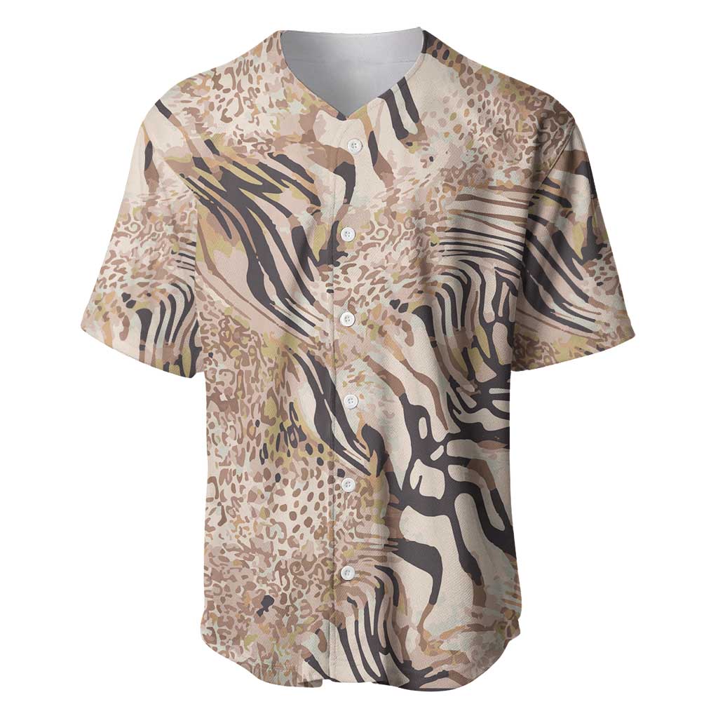 African Zebra Leopard Pattern Baseball Jersey Sand Taupe Beige