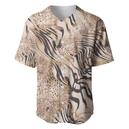 African Zebra Leopard Pattern Baseball Jersey Sand Taupe Beige