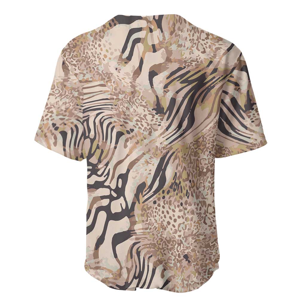 African Zebra Leopard Pattern Baseball Jersey Sand Taupe Beige