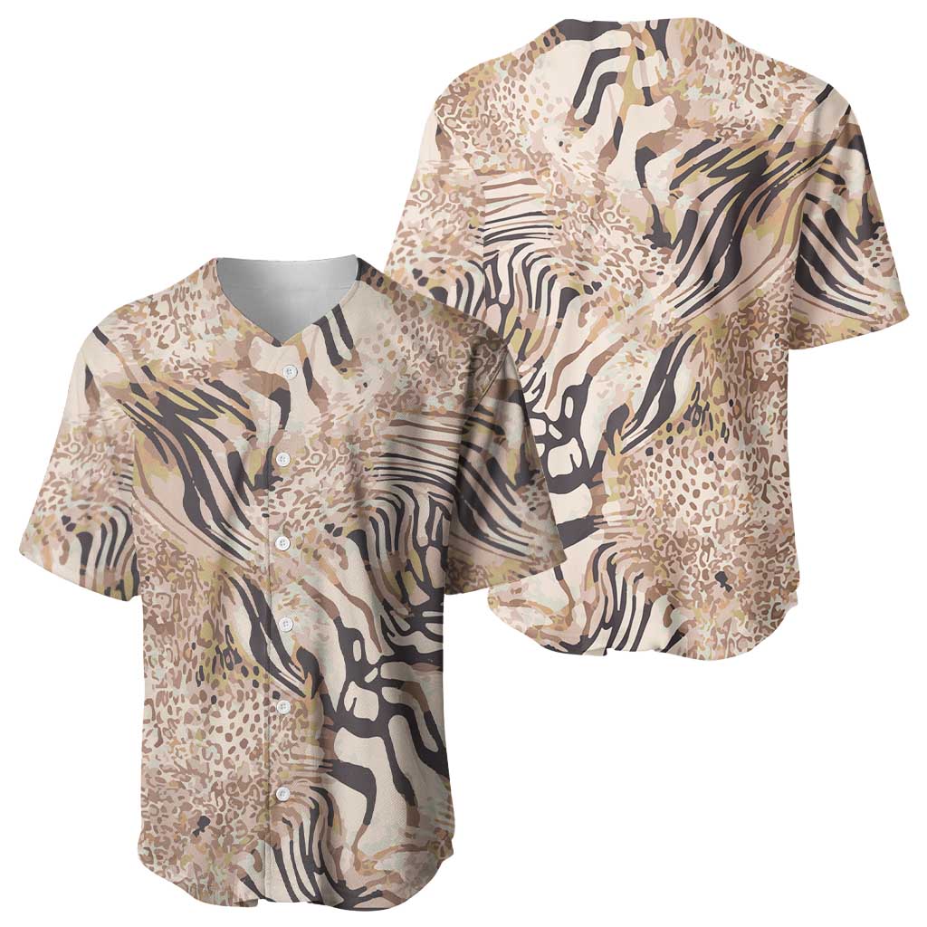 African Zebra Leopard Pattern Baseball Jersey Sand Taupe Beige