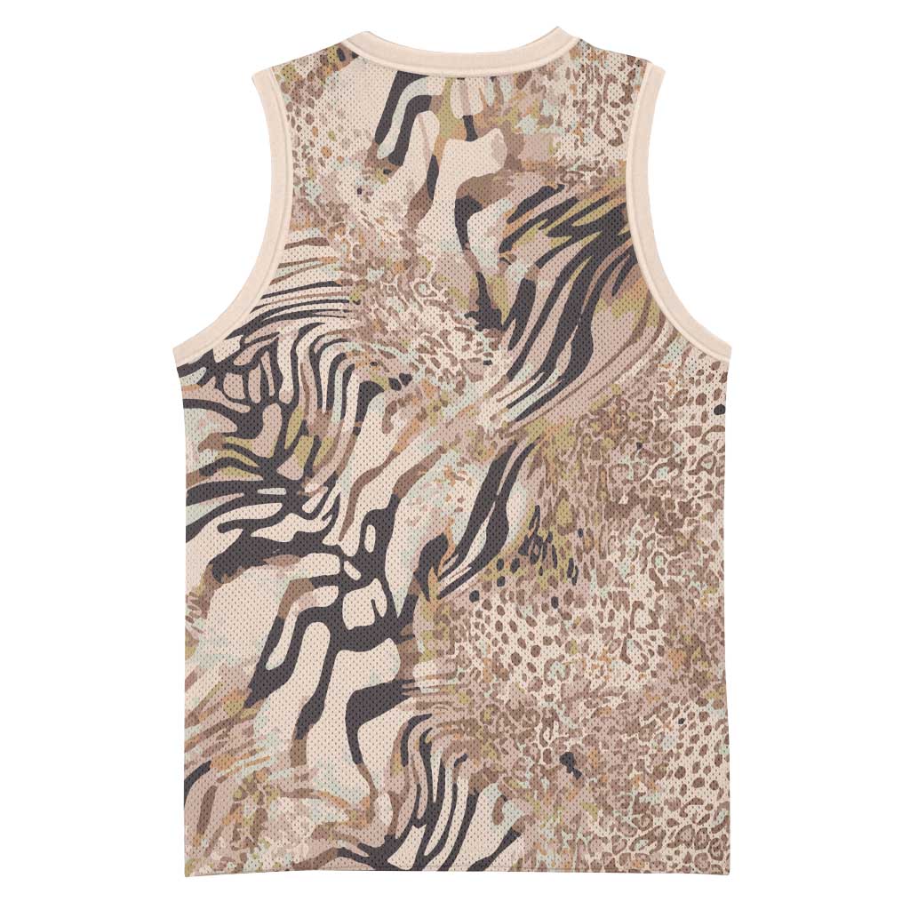 African Zebra Leopard Pattern Basketball Jersey Sand Taupe Beige