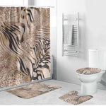 African Zebra Leopard Pattern Bathroom Set Sand Taupe Beige