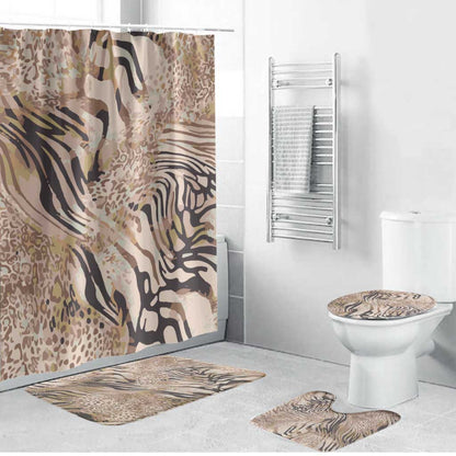 African Zebra Leopard Pattern Bathroom Set Sand Taupe Beige