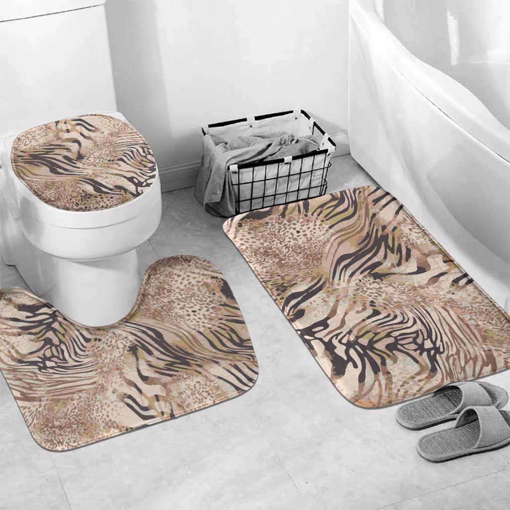 African Zebra Leopard Pattern Bathroom Set Sand Taupe Beige