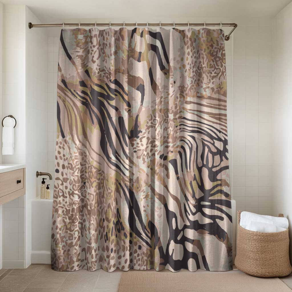 African Zebra Leopard Pattern Bathroom Set Sand Taupe Beige
