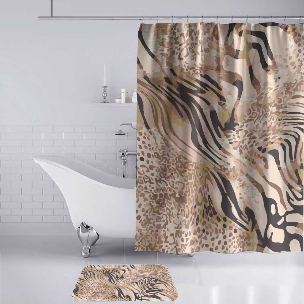 African Zebra Leopard Pattern Bathroom Set Sand Taupe Beige