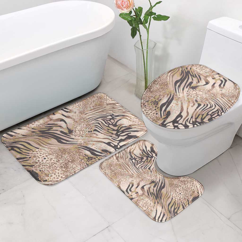 African Zebra Leopard Pattern Bathroom Set Sand Taupe Beige