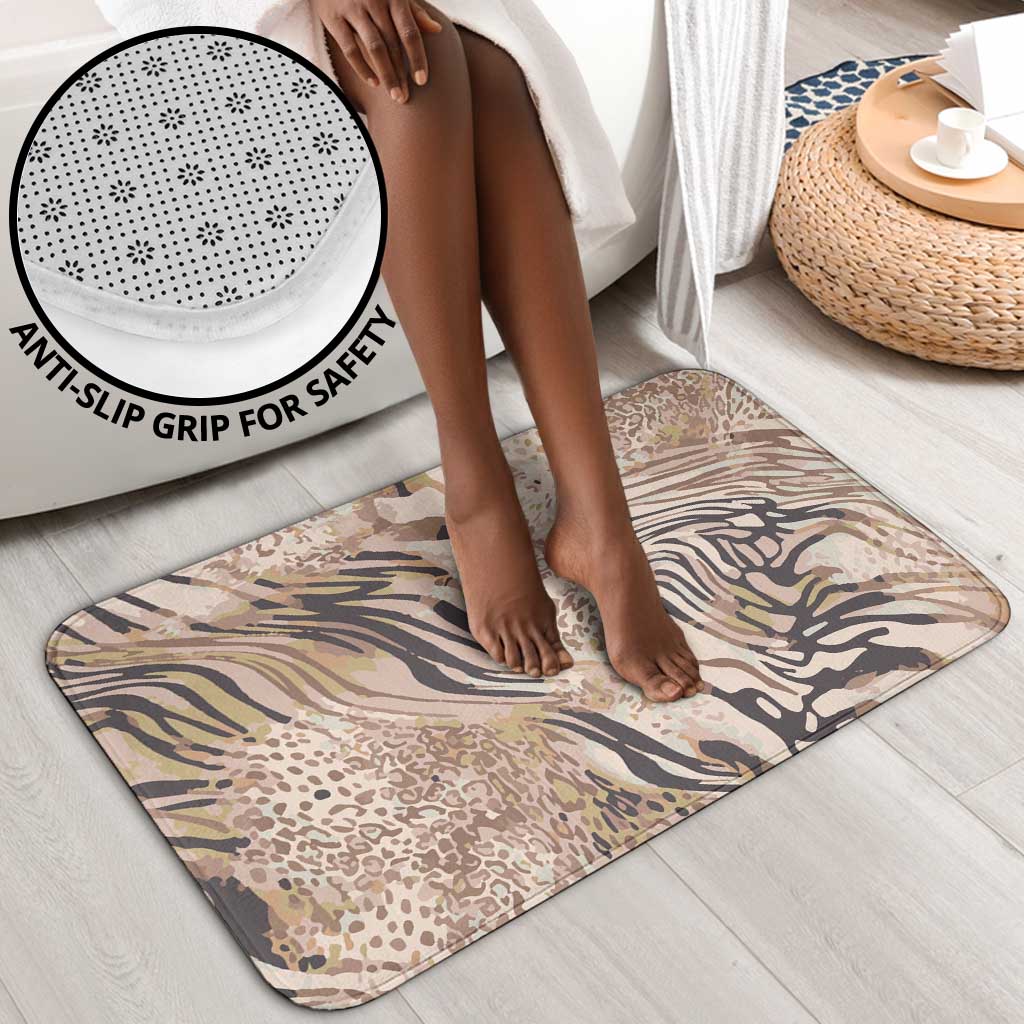 African Zebra Leopard Pattern Bathroom Set Sand Taupe Beige