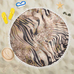 African Zebra Leopard Pattern Beach Blanket Sand Taupe Beige